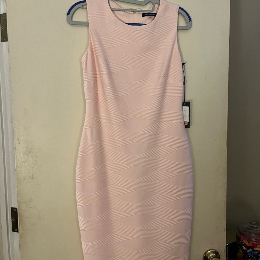 Tommy Hilfiger Light Pink Textured Midi Dress